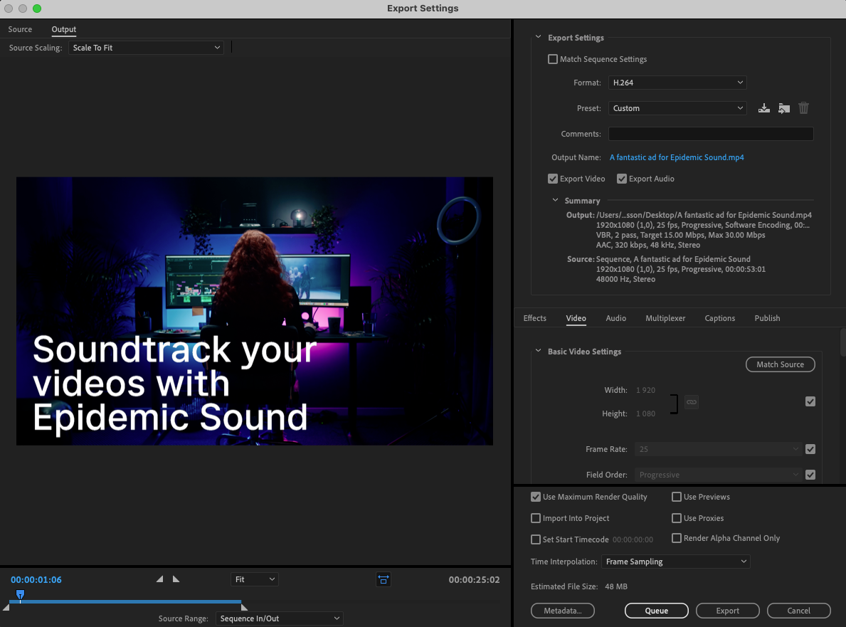 How to export your video from Adobe Premiere Pro