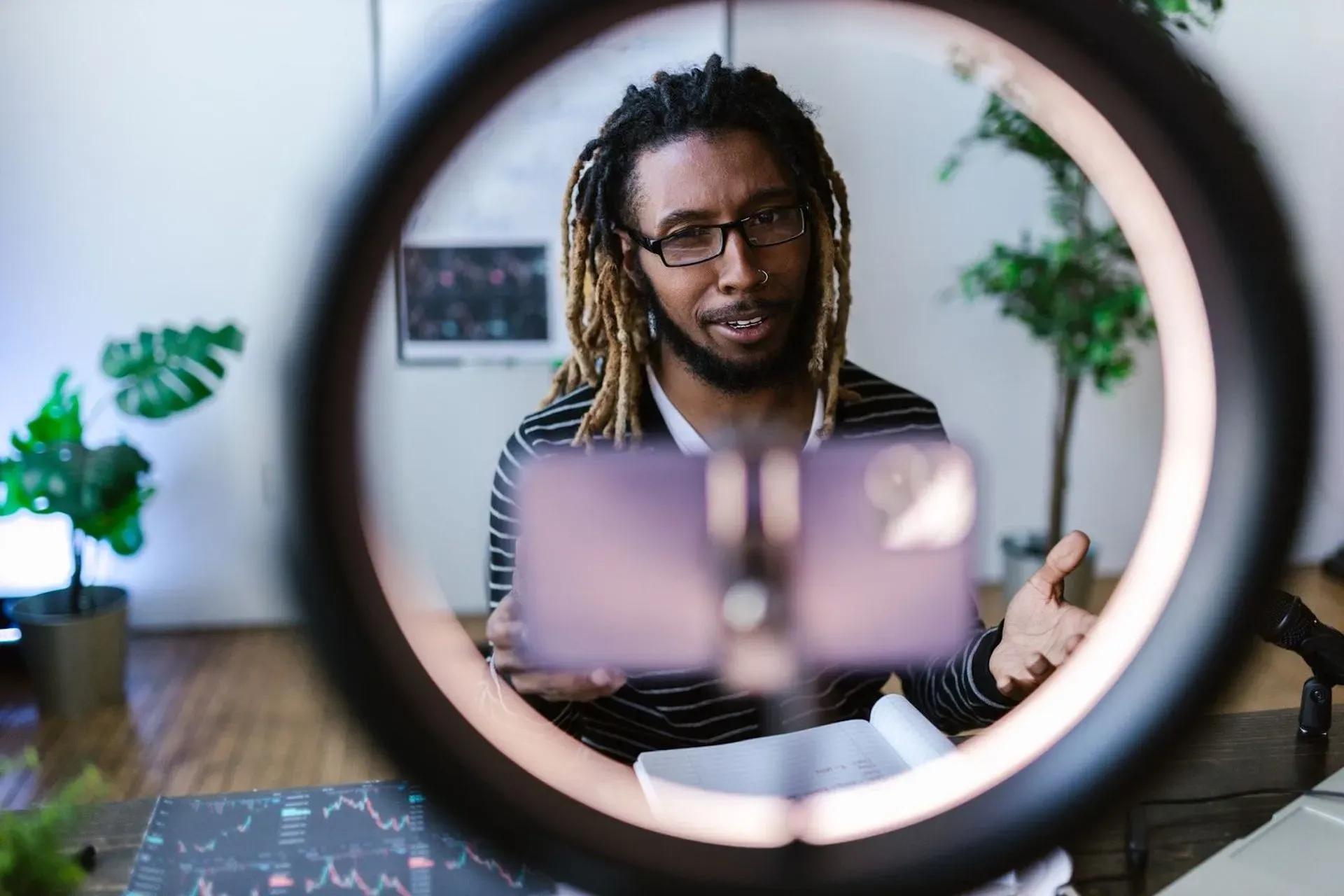 Filming with a ring light