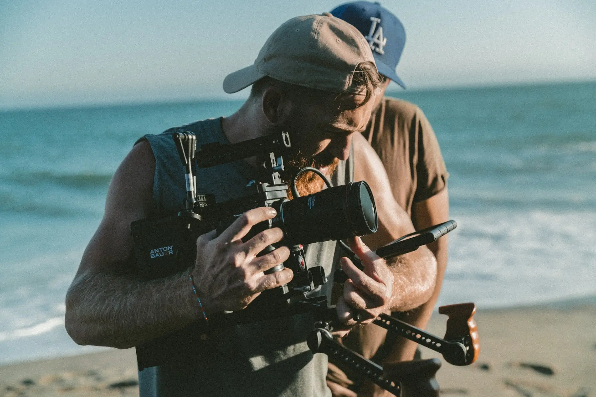 Shooting footage on a beach 