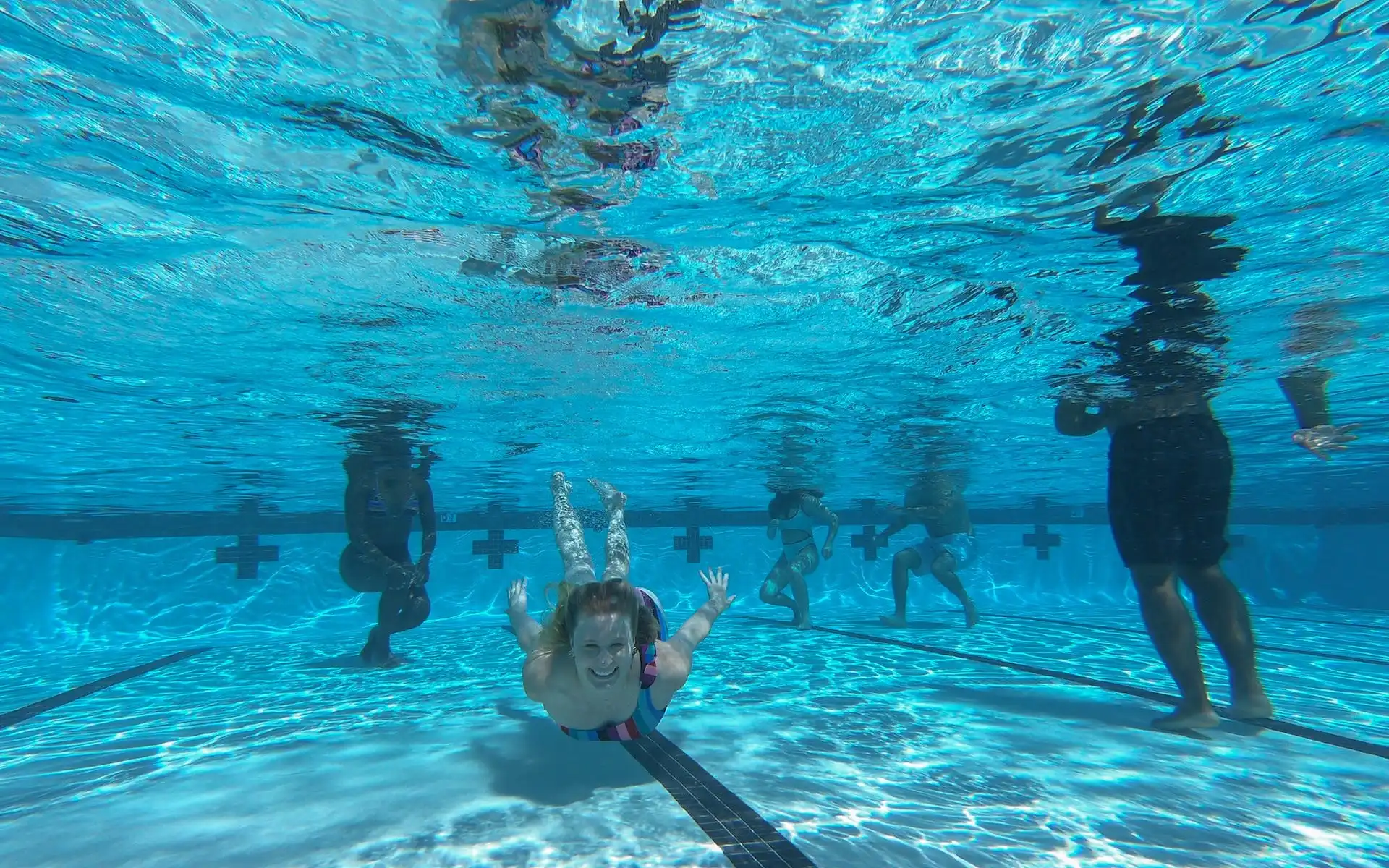 Filming in a pool