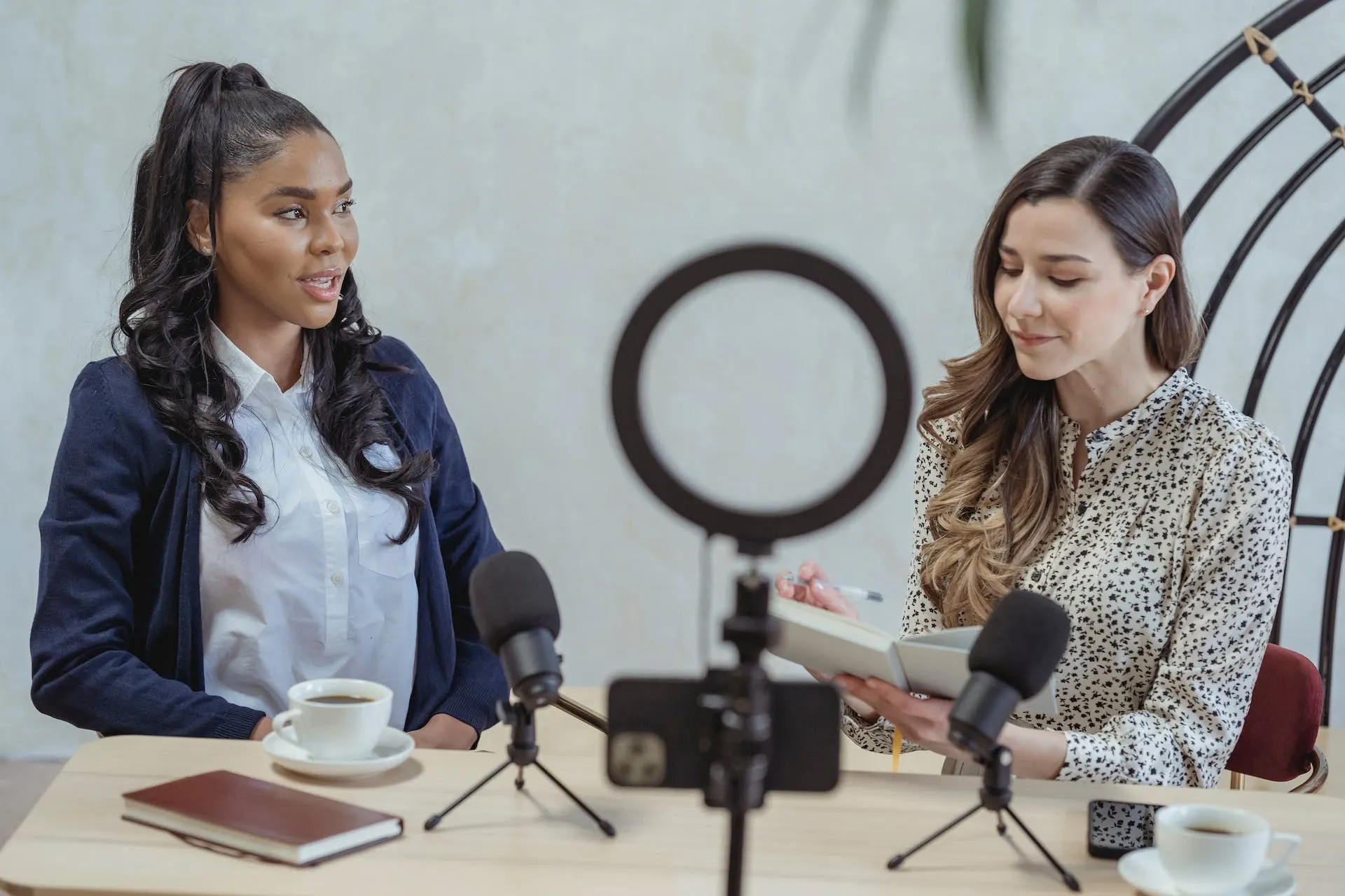 Influencers recording a podcast 