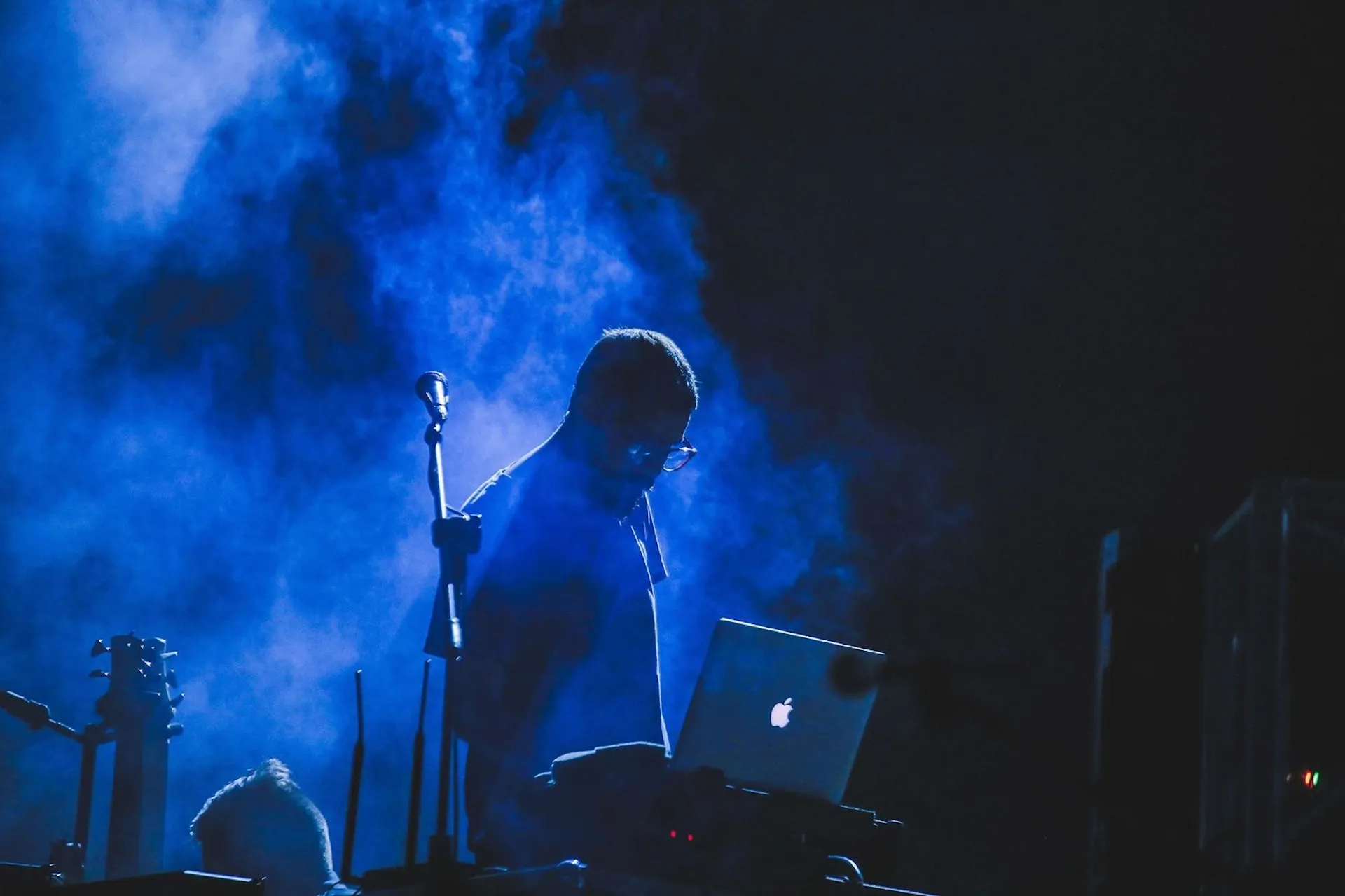 Studio musician playing live