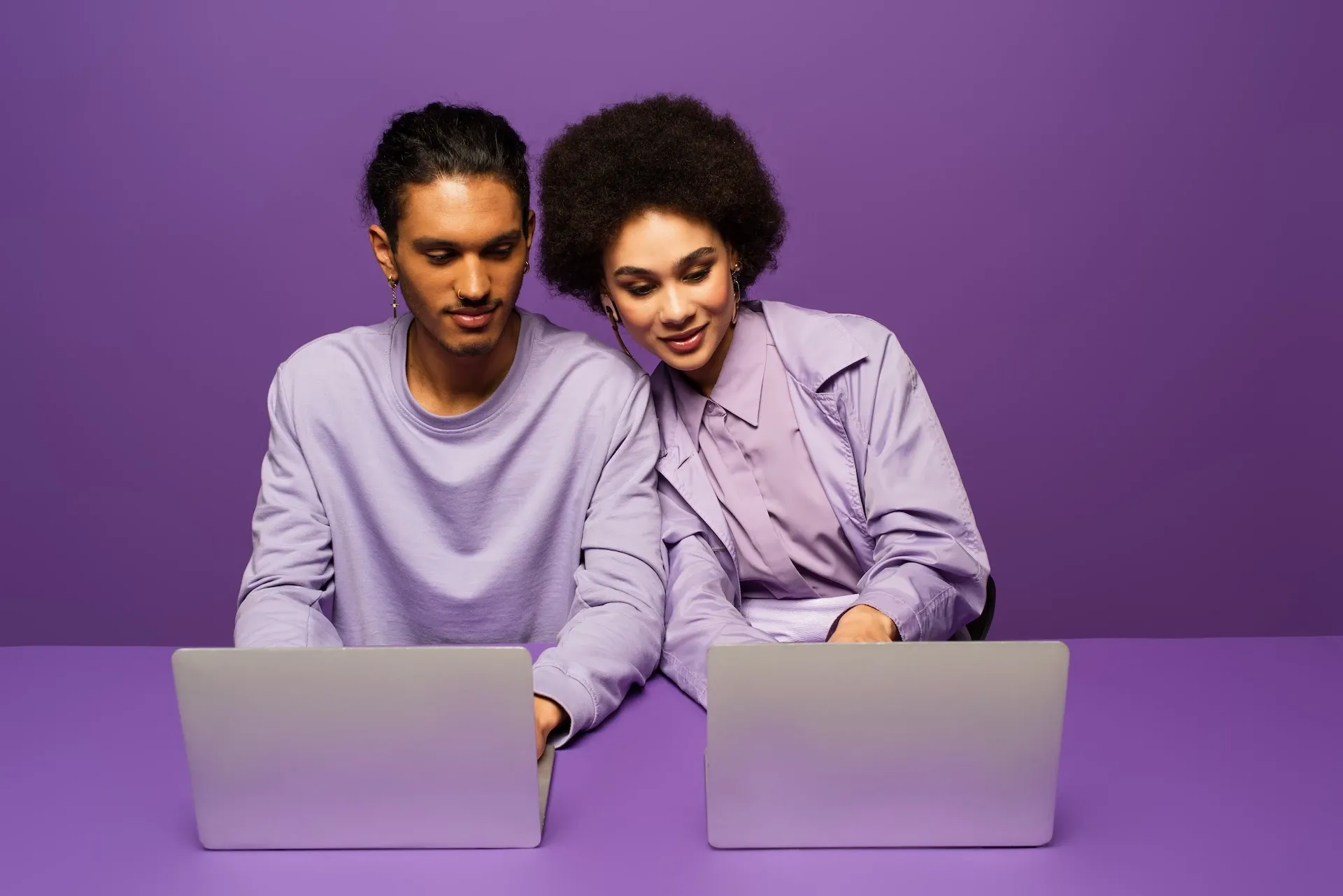 Couple using a laptop