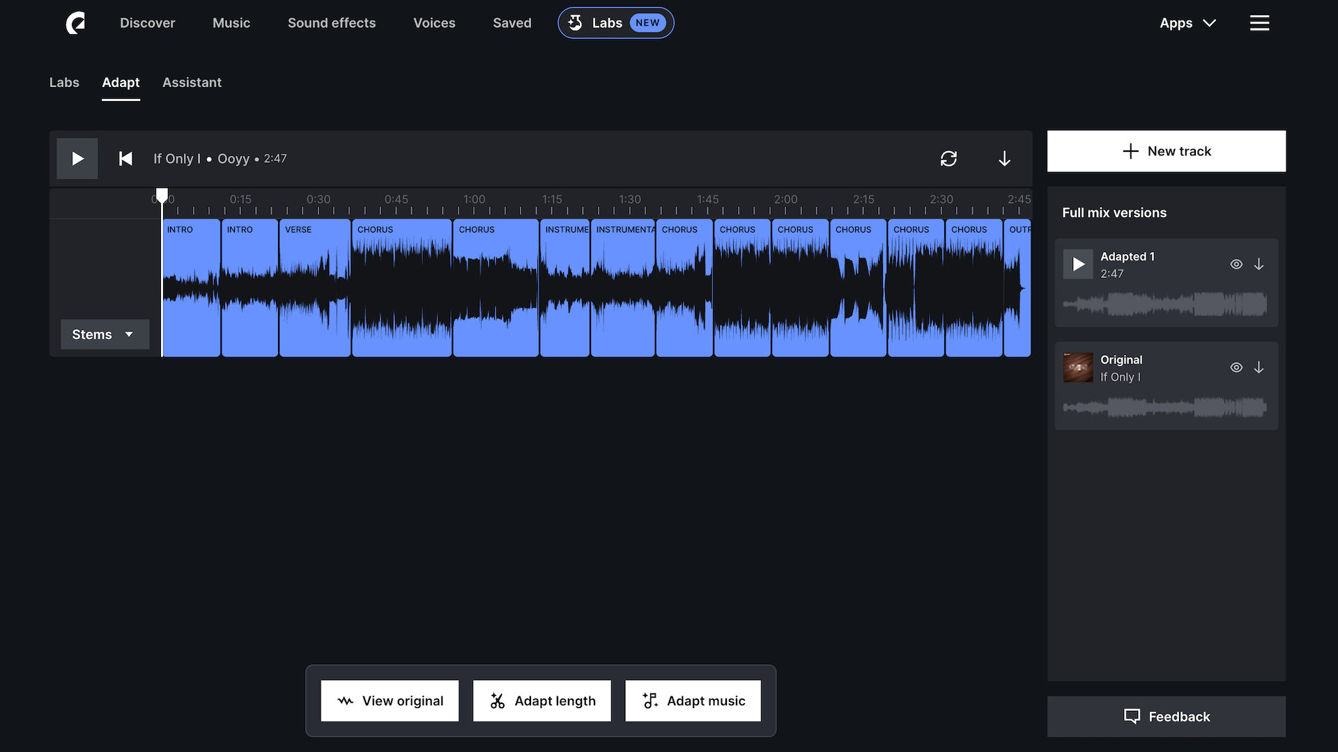 Viewing the adapted tracks