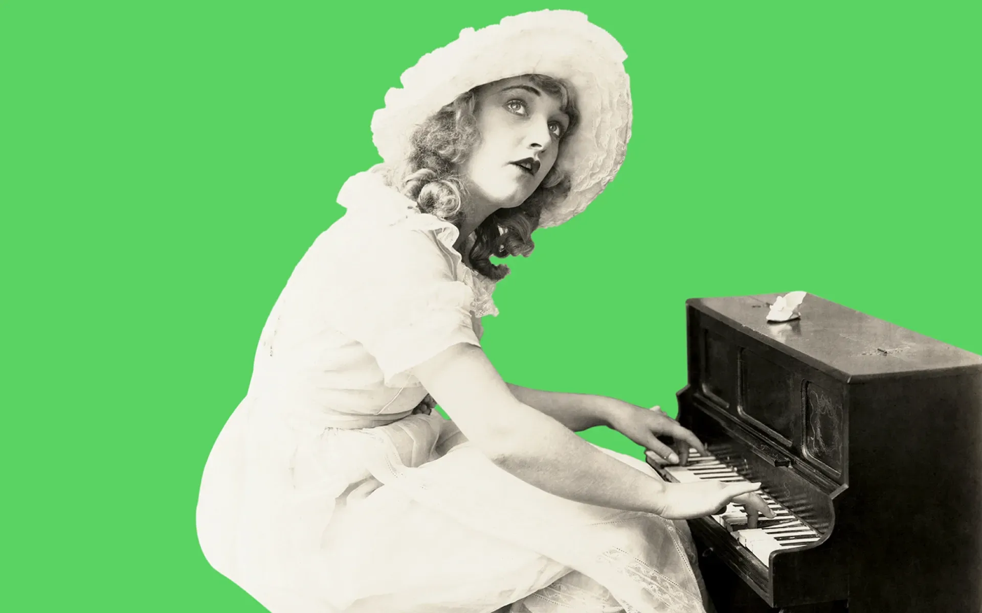 A woman playing the piano