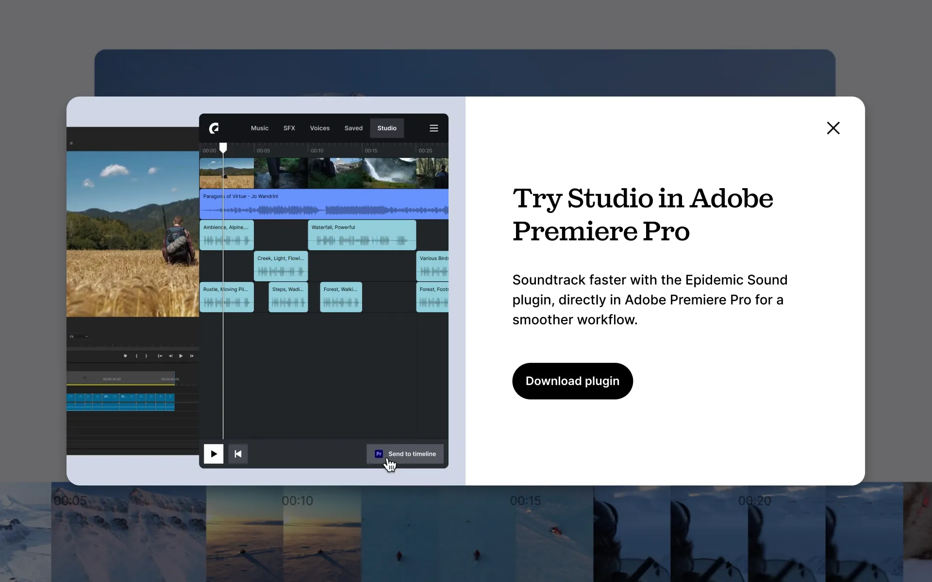 Using Epidemic Sound Studio with an Adobe Premiere Pro plugin