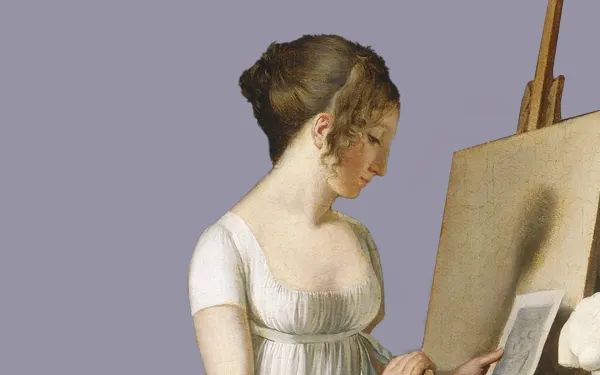 Woman painting on a canvas